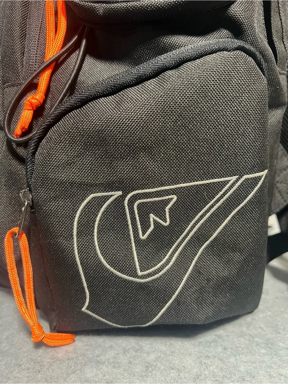 Quiksilver Large Black Backpack with Orange Accents